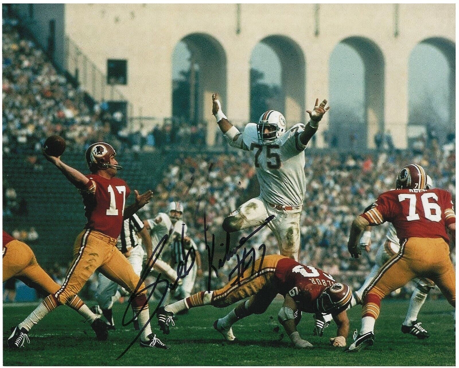 BILLY KILMER WASHINGTON REDSKINS RARE SIGNED Photo Poster painting