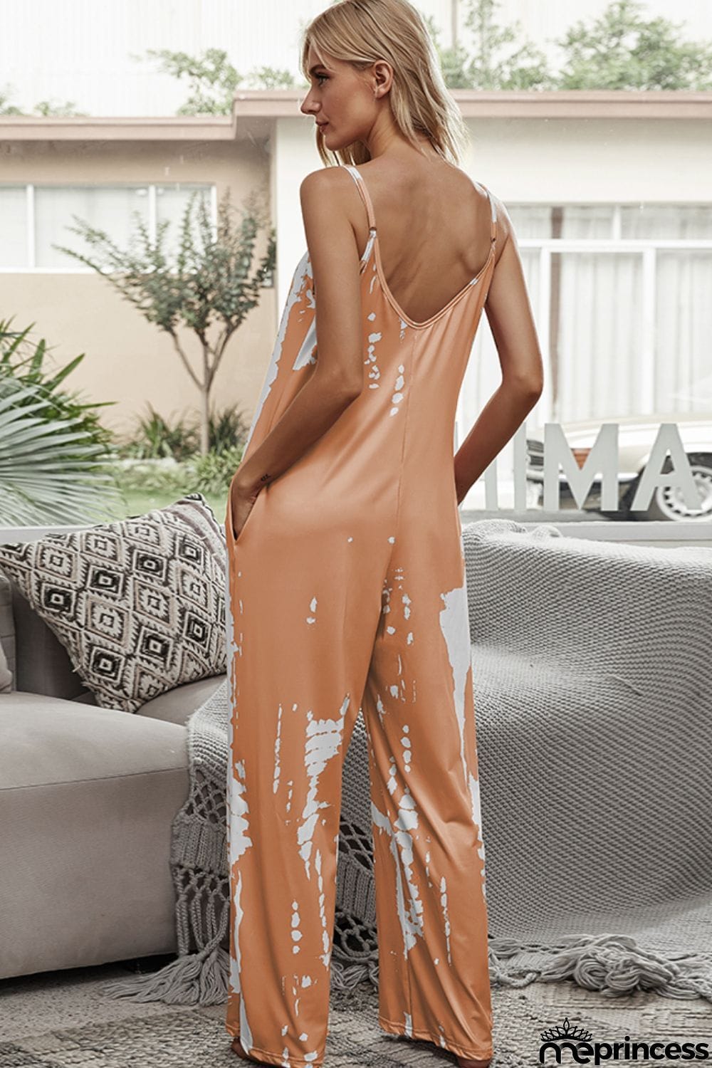 Tie-Dye Spaghetti Strap Jumpsuit with Pockets