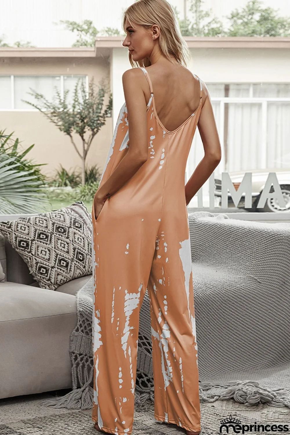 Tie-Dye Spaghetti Strap Jumpsuit with Pockets