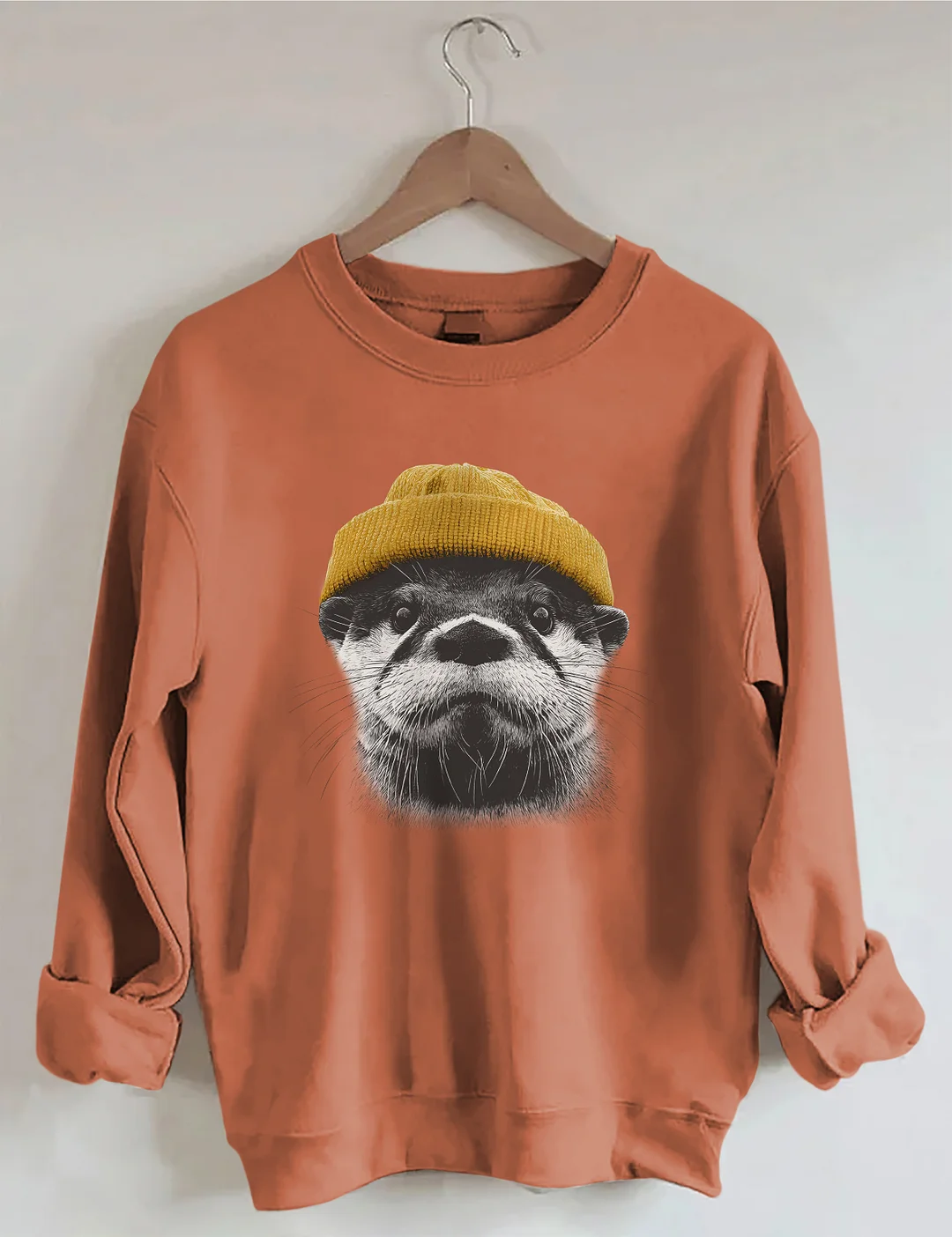 Otter Wearing Beanie Sweatshirt