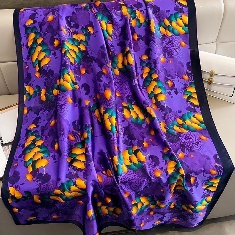 Adults Ig Style Mango Satin Printing Silk Scarf Shawl