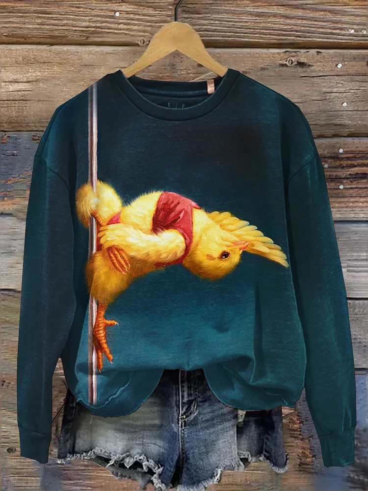 Yoga Chicken Print Casual Sweatshirt socialshop