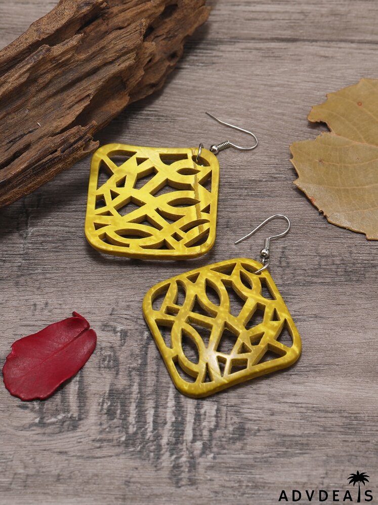 Hollow Out Square Drop Earrings