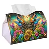 (24cm)Diamond Art Tissue Box Cover DIY PU Desktop(Flowers and Butterflies)