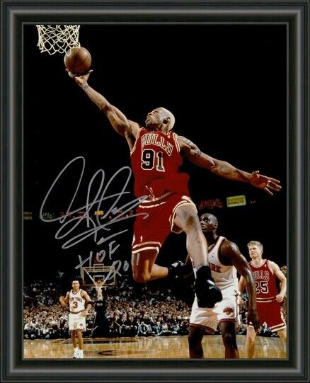 DENNIS RODMAN A4 SIGNED / AUTOGRAPHED BASKETBALL HOF BULLS Photo Poster painting POSTER