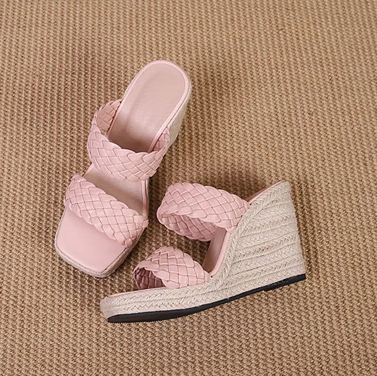 MOROCCAN BRAIDED WEDGES SLIPPERS SANDALS