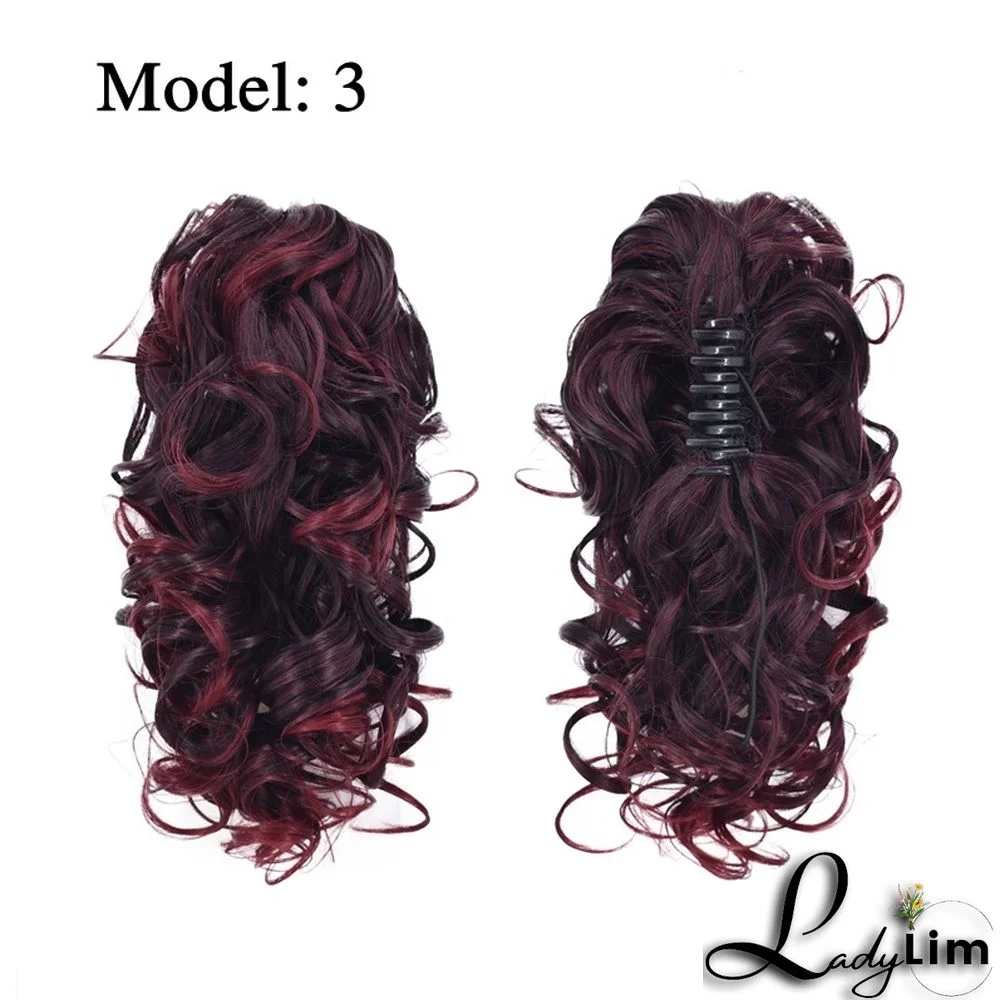 Women Curly Hair Wig  Grab Clip Ponytail  (Including 3 Sets)