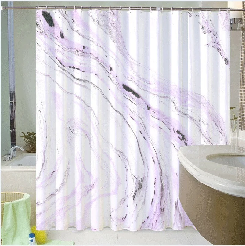Marble Striped Shower Curtain Blue Black Simple Design Wave Bathroom Accessories Decorative Waterproof Screen With Hook