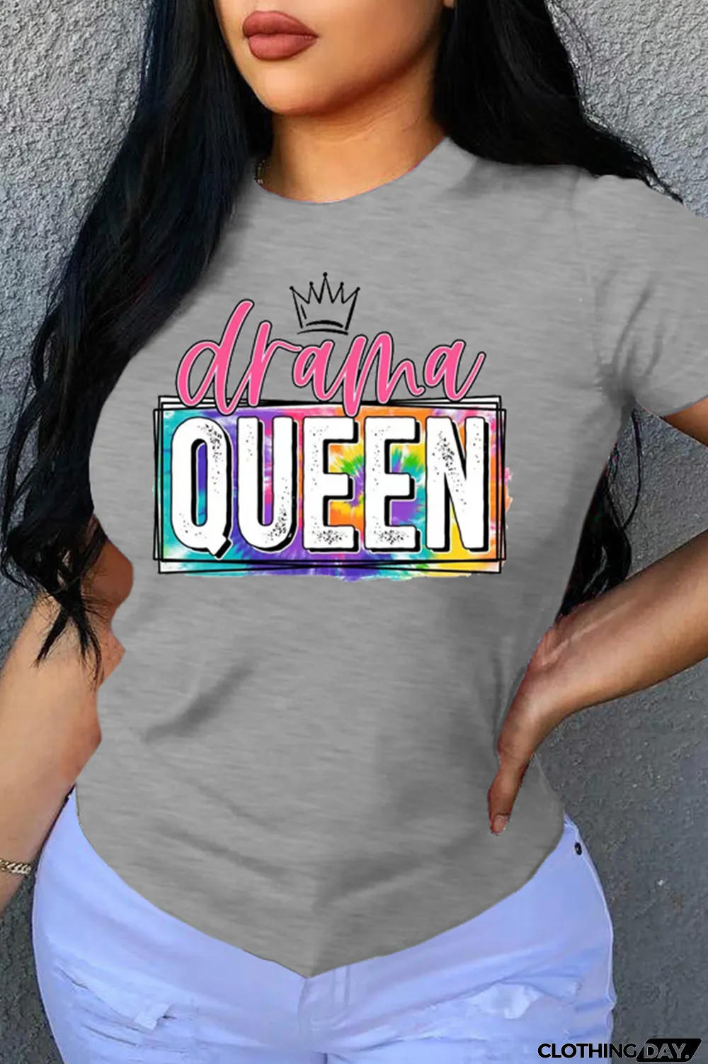 Orange Fashion Casual Letter Print Basic O Neck T-Shirts