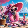 (40*40cm)Beach Skull Girl - Full Round Drill Diamond Painting