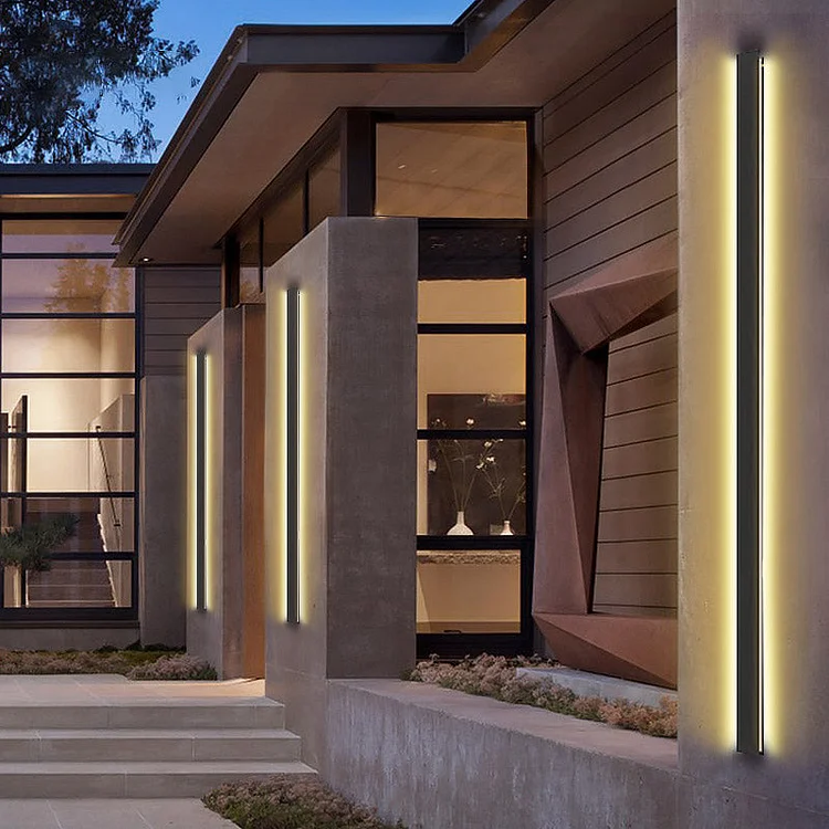 Black Long Strip LED Waterproof Modern Outdoor Wall Lights Porch Lights - Appledas