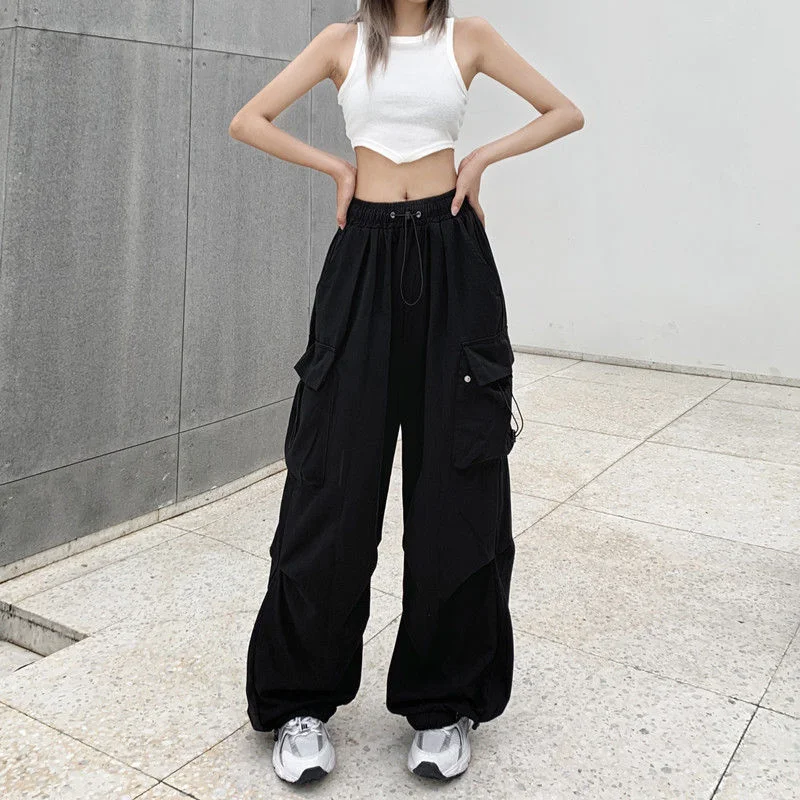 Wongn Wongn Overalls Casual Pants Female Summer Versatile Straight Down Leg Pants Loose Wide Leg Pants Ins