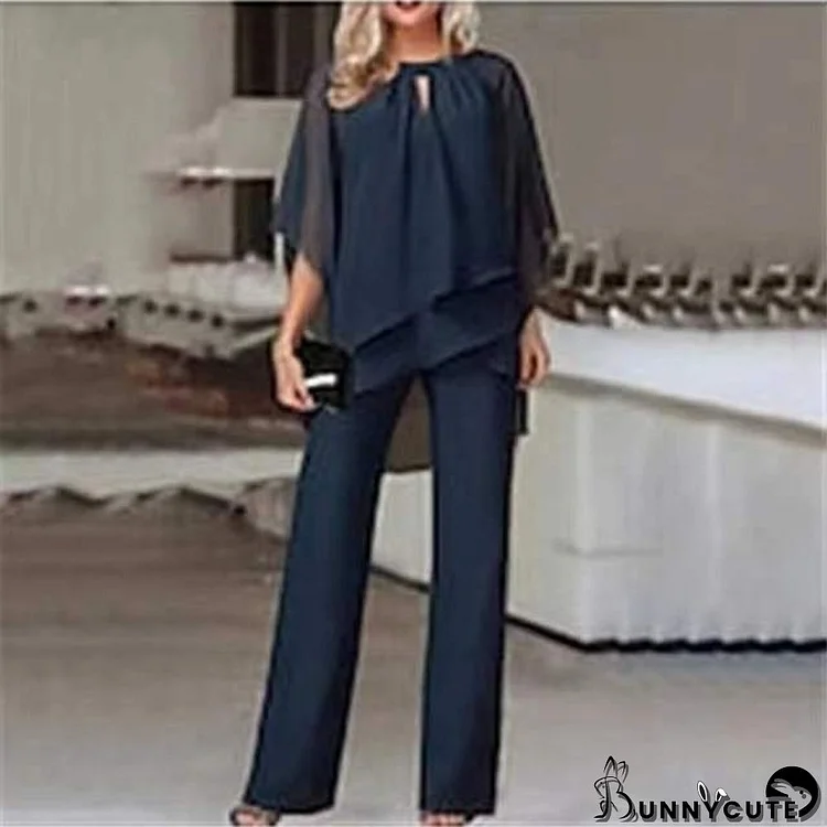 Women's Summer Fashion Casual Slim Fit Chic Career Two-Piece Pants Set