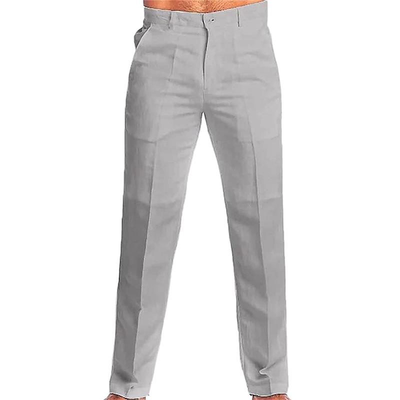 2025 Men's Stand Pocket Casual Linen Pants Solid White Gray Trouser Mens Elegant Fashion Sweatpants Men Streetwear Plus Size 3XL