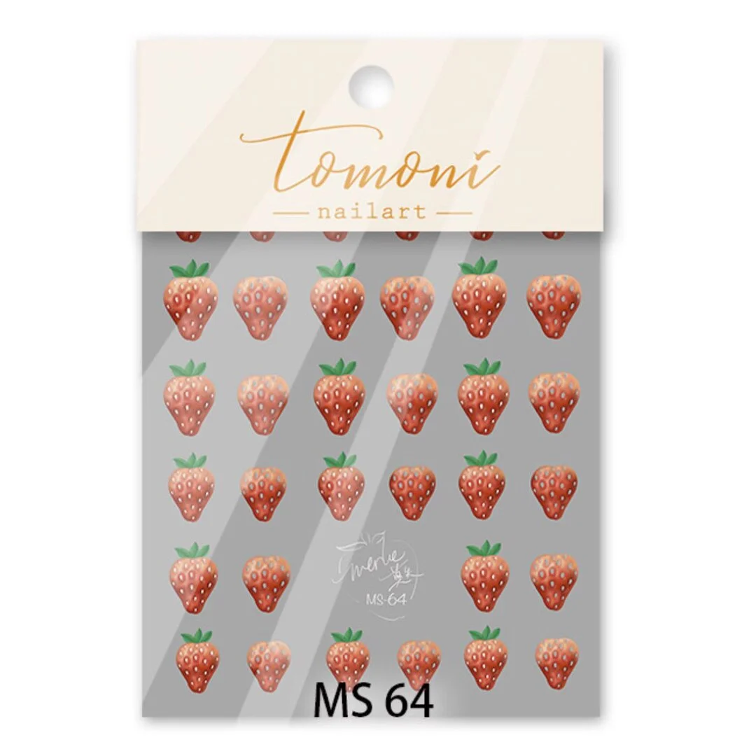 Beautizon Strawberry Cute Image Quality 3D Engraved Nail Stickers Nail Art Decorations Nail Decals Design