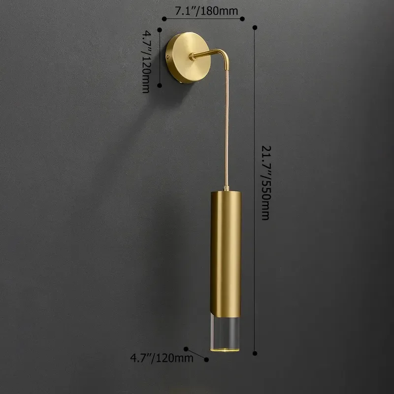Modern Armed Brass Cylinder Sconce JOSENART Josenart