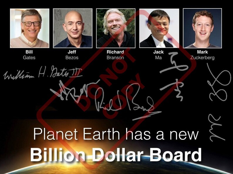 Bill Gates Richard Branson Billion Dollar Board 8.5x11 Autographed Signed Reprint Photo Poster painting