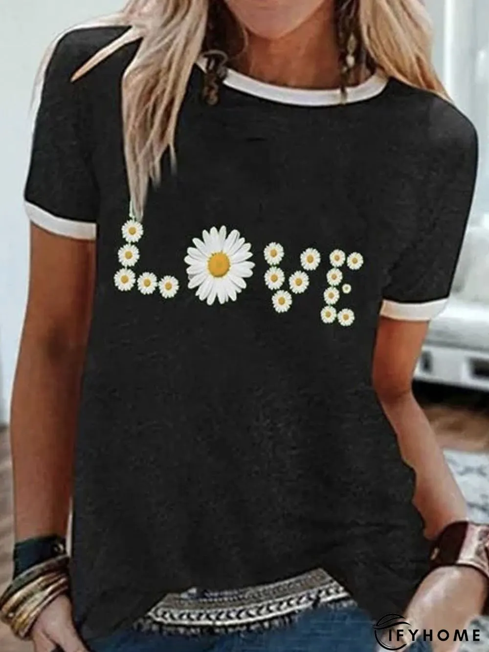Green Casual Short Sleeve Printed T-shirt | IFYHOME