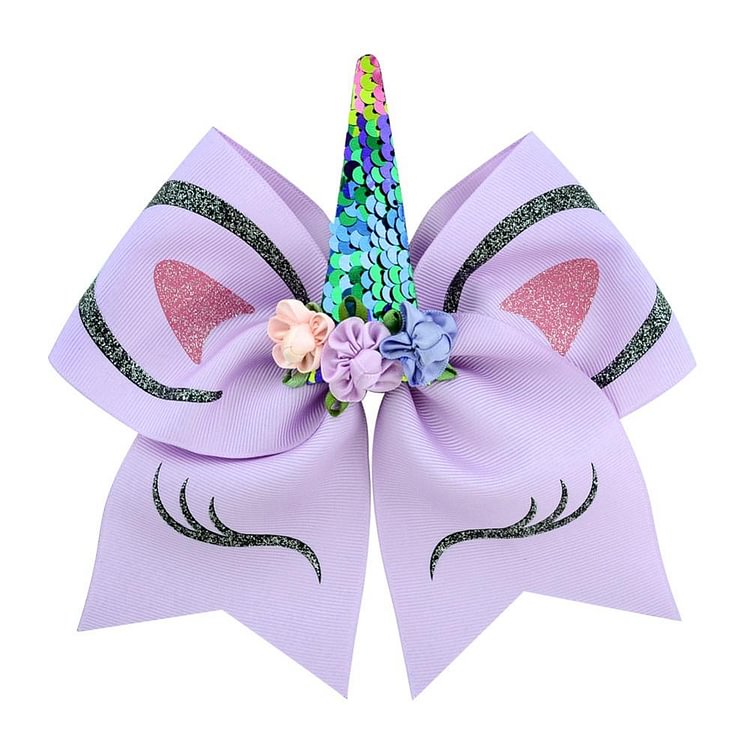 High Quality 1piece Bow With Cute Ear Design Elastic Band Ribbon Bow With Unicorn Horn Hair Accessories Rope 870