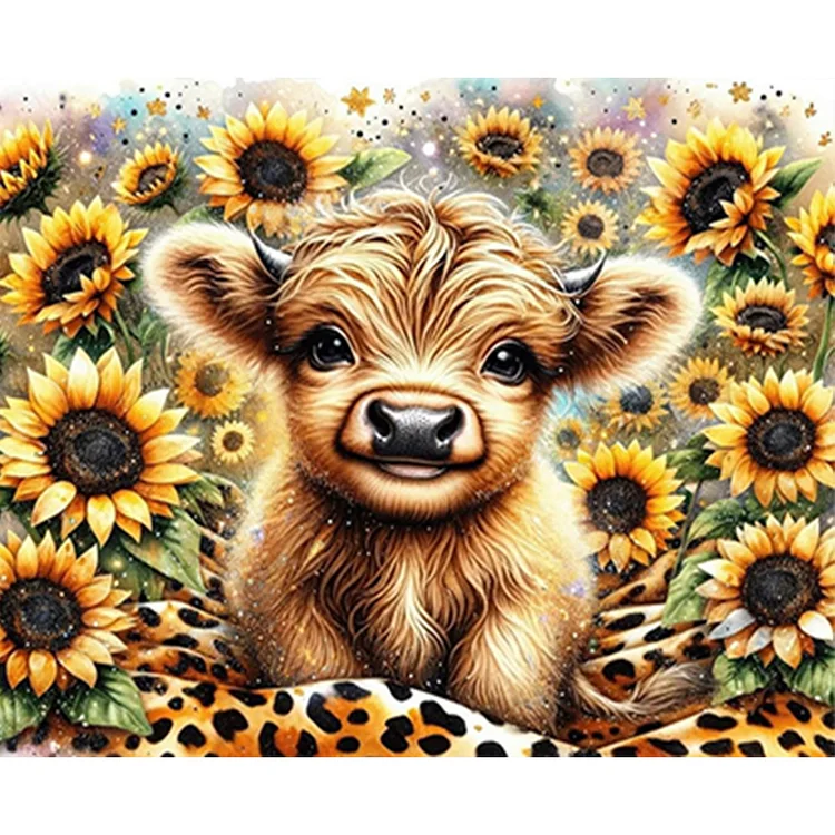 Sunflower Consumes Cow 50*40CM (Canvas) Full Round Drill Diamond Painting gbfke