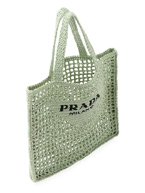 Prada Raffia Tote Bag green