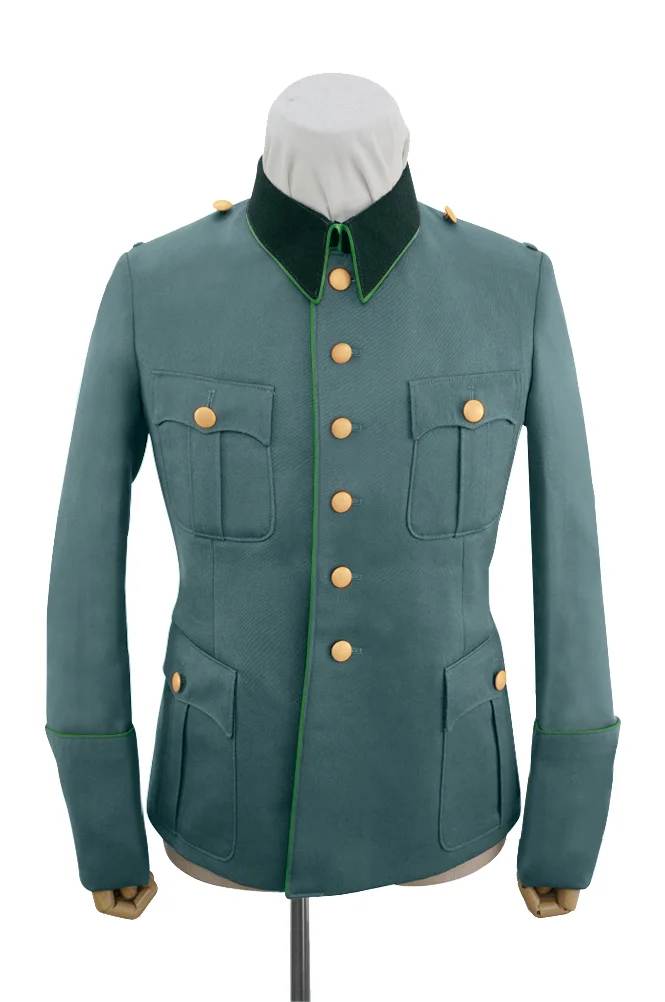  Polizei German General Officer Gabardine Service Tunic Jacket With Deep Green Collar 6 Buttons German-Uniform