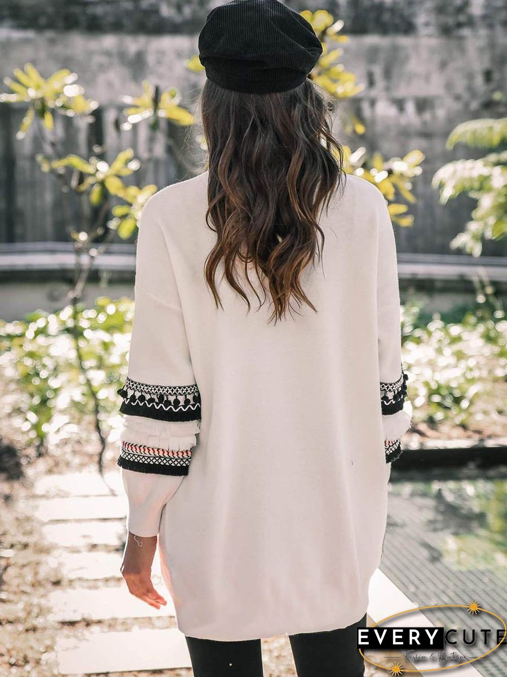 Front Open Long Sleeves Pocketed Cardigan Sweater