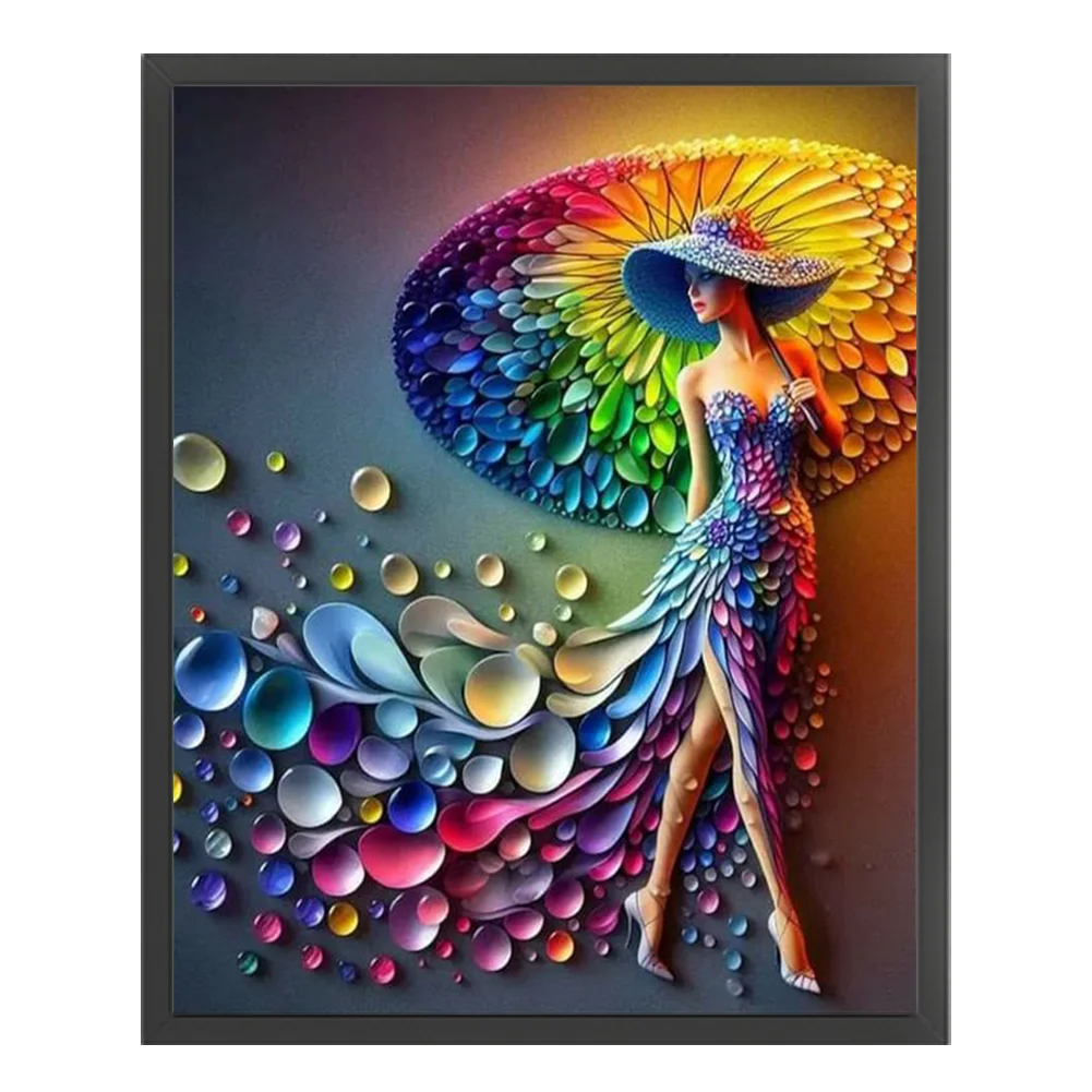 11CT Full Stamped Cross Stitch - Lady(Canvas|45*45CM)