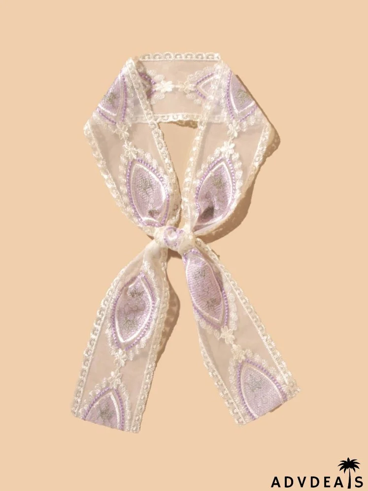 Embroidery Detail Twilly Scarf