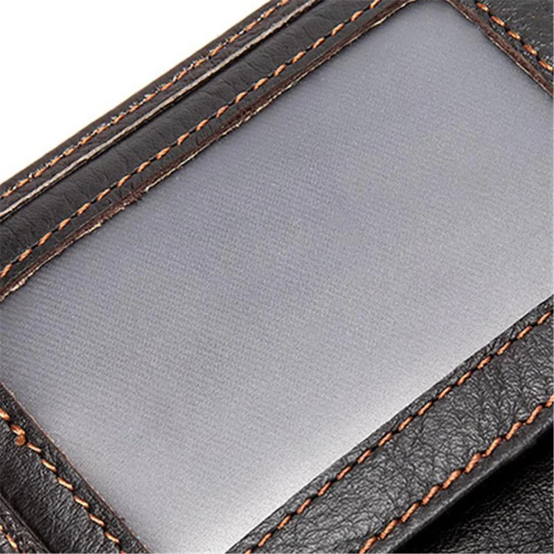 Men's Vintage Style Business Large Capacity Leather Buckle Retro Wallet