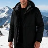 Warm Winter Outdoor Sports Jacket with A Detachable Hood and Zippered Pockets - Full Zip Design, Pink and Burgundy Color Blocking, Suitable for Skiing, Snowboarding and Everyday Cold Weather - Hand Washable Slim Fit.