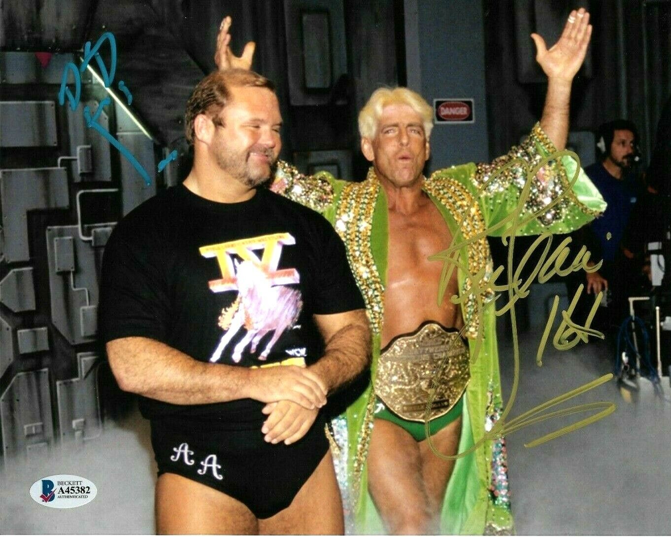 WWE RIC FLAIR AND ARN ANDERSON HAND SIGNED 8X10 Photo Poster painting WITH BECKETT LOA RARE 1