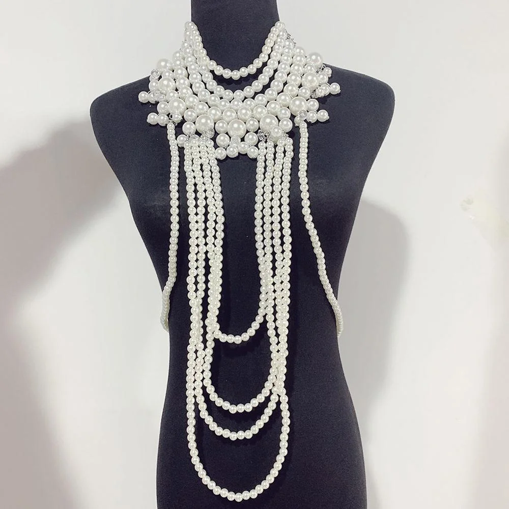 Dvacaman Korean Handmade Simulated Pearl Statement Necklace Women 2019 New Fashion Sex Body Chain Charm Necklace Jewelry Female