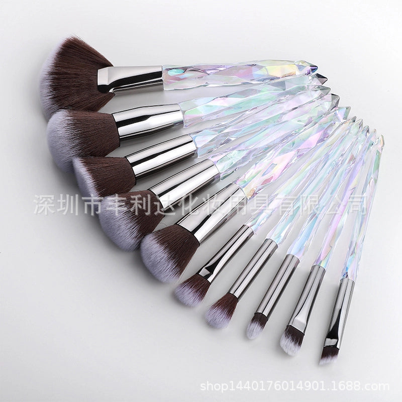 Minimalist Pink Purple Blue Arylic Artificial Fiber Acrylic Handle Makeup Brushes 1 Set