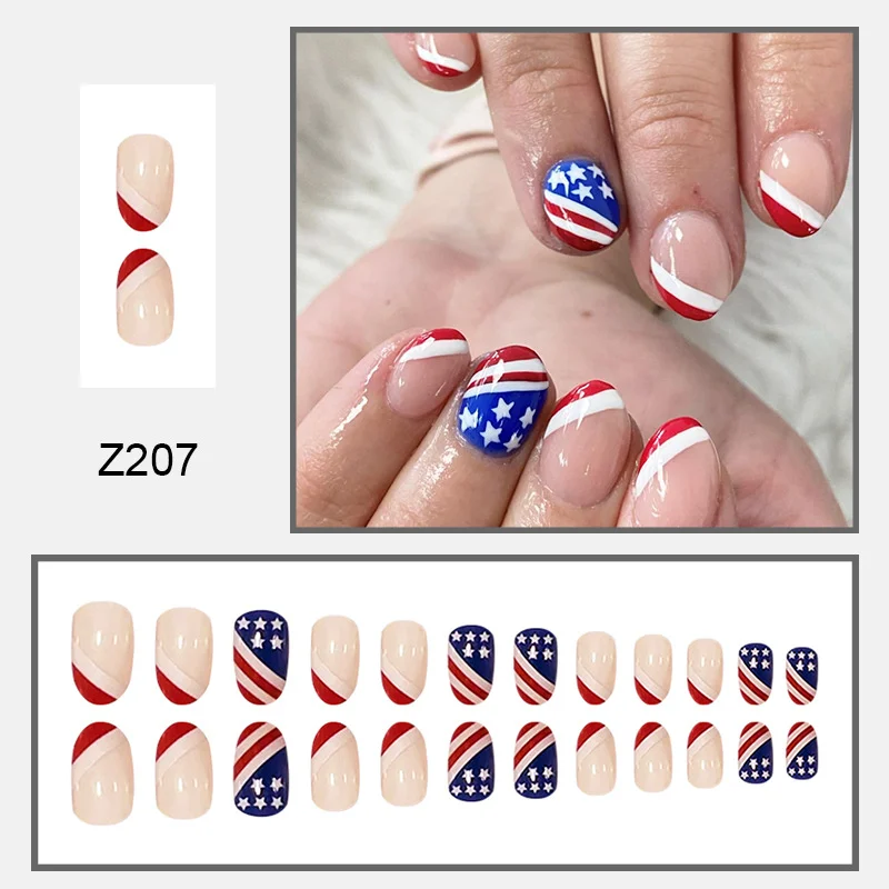 Churchf Churchf Independence Day Red And Blue With Stars Amazing Guy Wearing Fake Nails