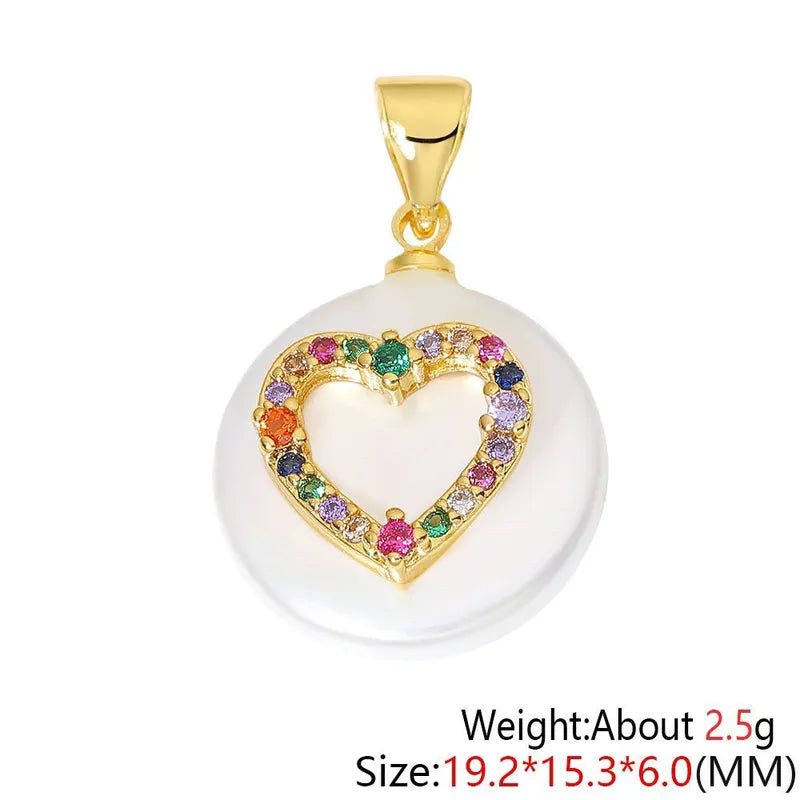 1 Piece 15.3*19.2mm Copper Zircon Heart Shape Eye Crab Pendant Jewelry Accessories