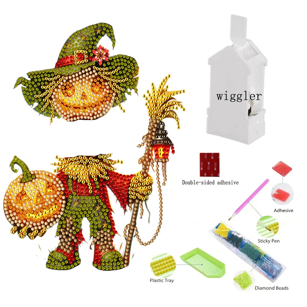 DIY Pumpkin Scarecrow Acrylic Special Shaped Desktop Shake Head Diamond Art Kit Decor