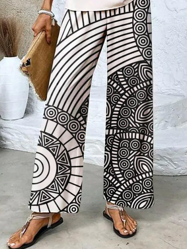 Women's Sleeveless Square Collar Graphic Printed Casual Set