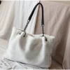 Women's Fluffy Bag Plush Bag Shoulder Bag Handbag Chiffon Zipper Solid Color Shopping Daily White Black Blue Gray