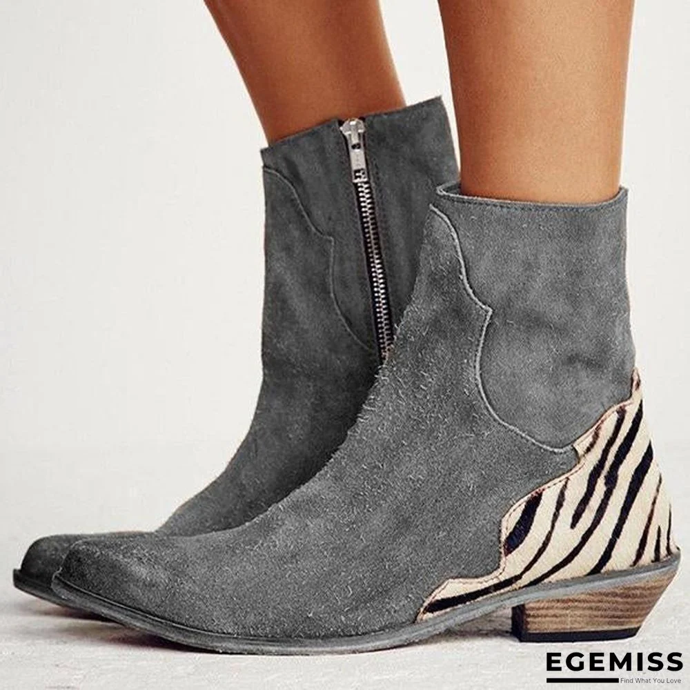 Casual Pointed Toe Zebra-Striped Boots | EGEMISS