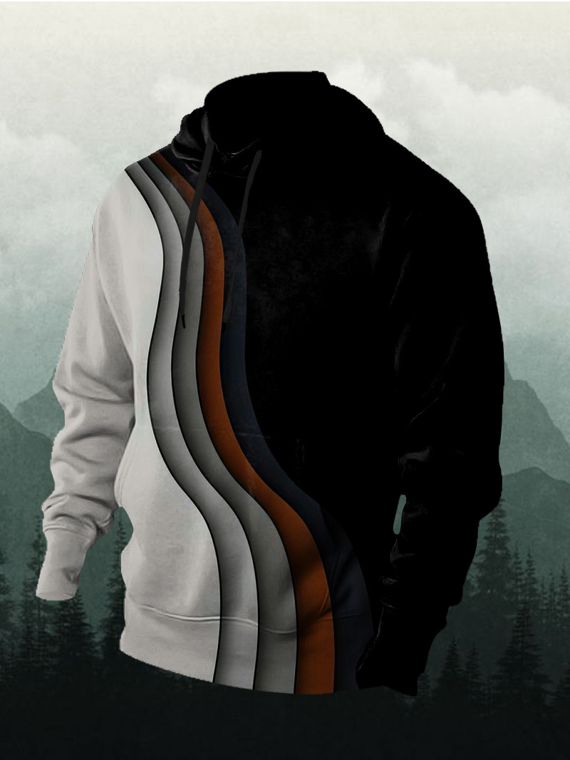 Men's Dark Twisted Stripe Print Hoodie