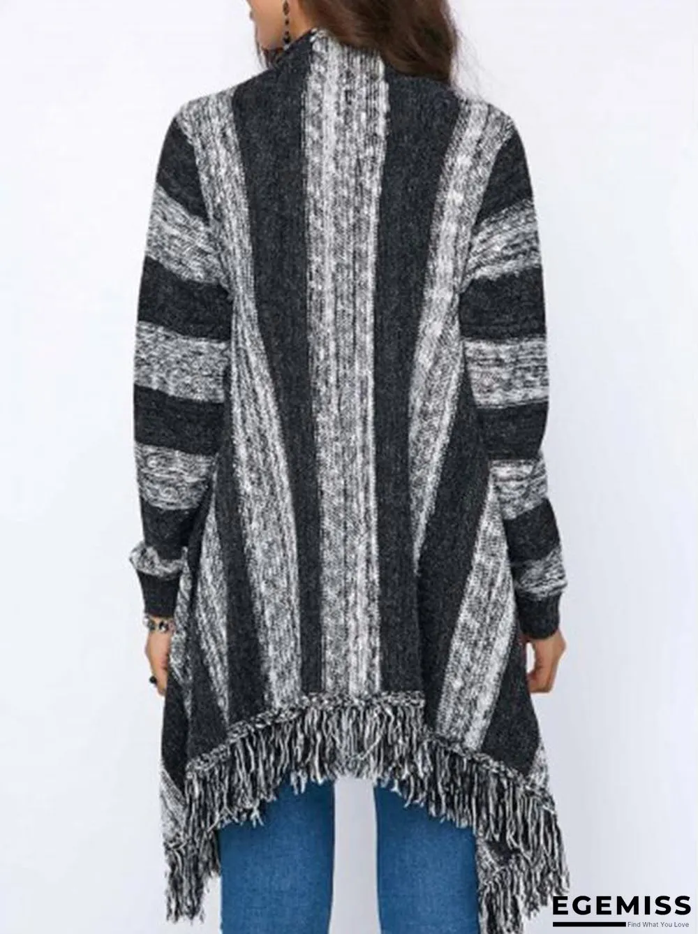 Fashion Knitting Tassels Striped Sweater | EGEMISS