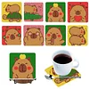 8pcs Cartoon DIY Diamond Painting Wooden Coasters Kits with Holder (Capybara)