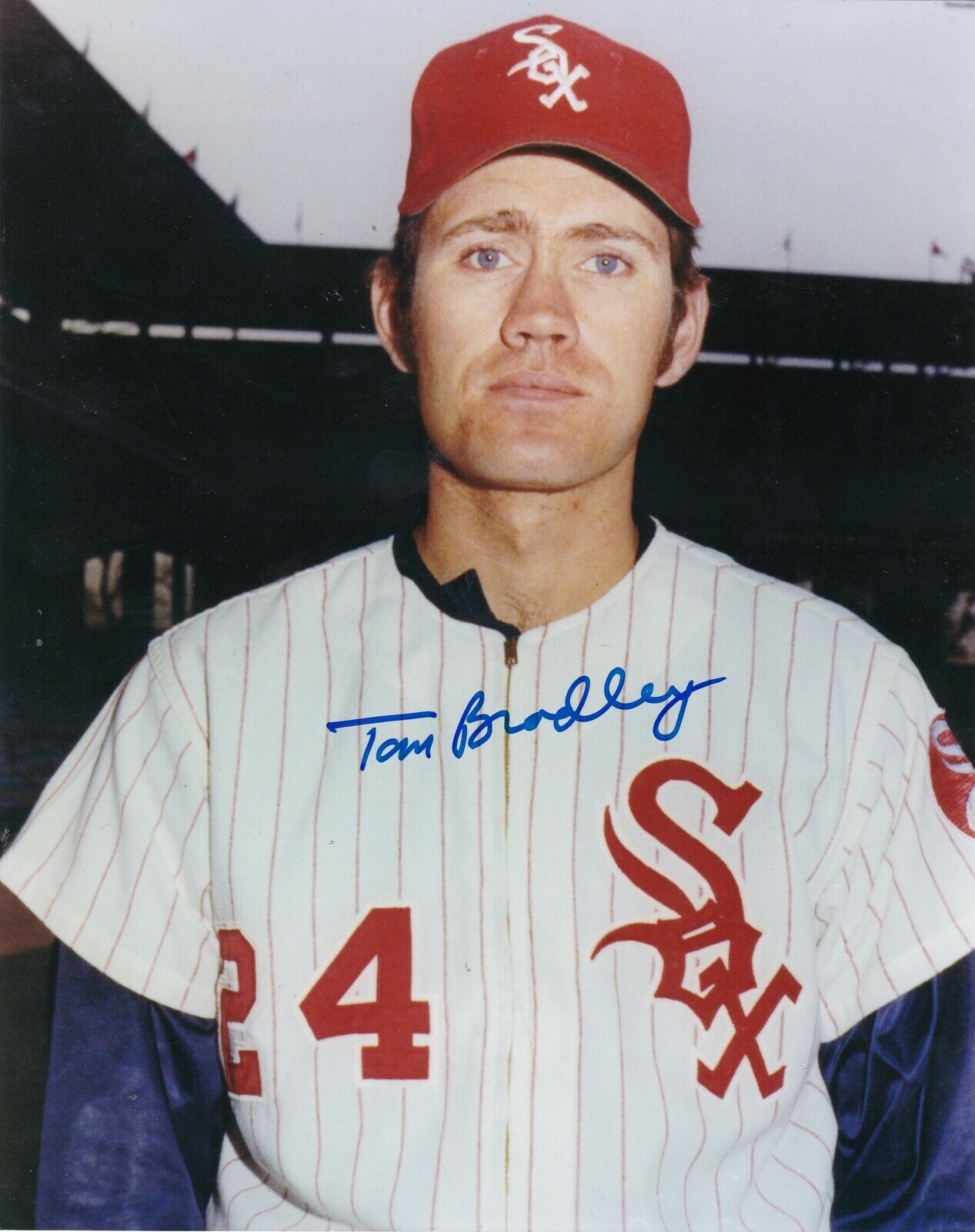 TOM BRADLEY CHICAGO WHITE SOX ACTION SIGNED 8x10