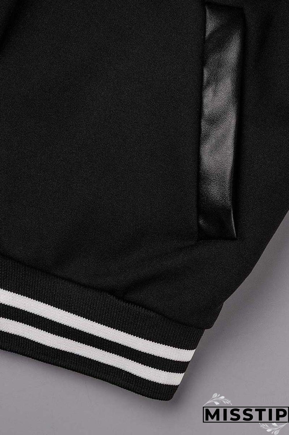 Black Fashion Casual Patchwork Embroidered Letter Outerwear