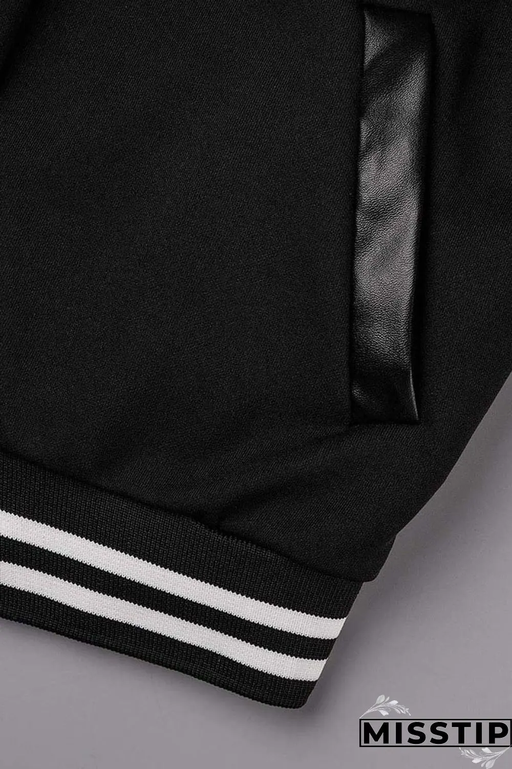 Black Fashion Casual Patchwork Embroidered Letter Outerwear