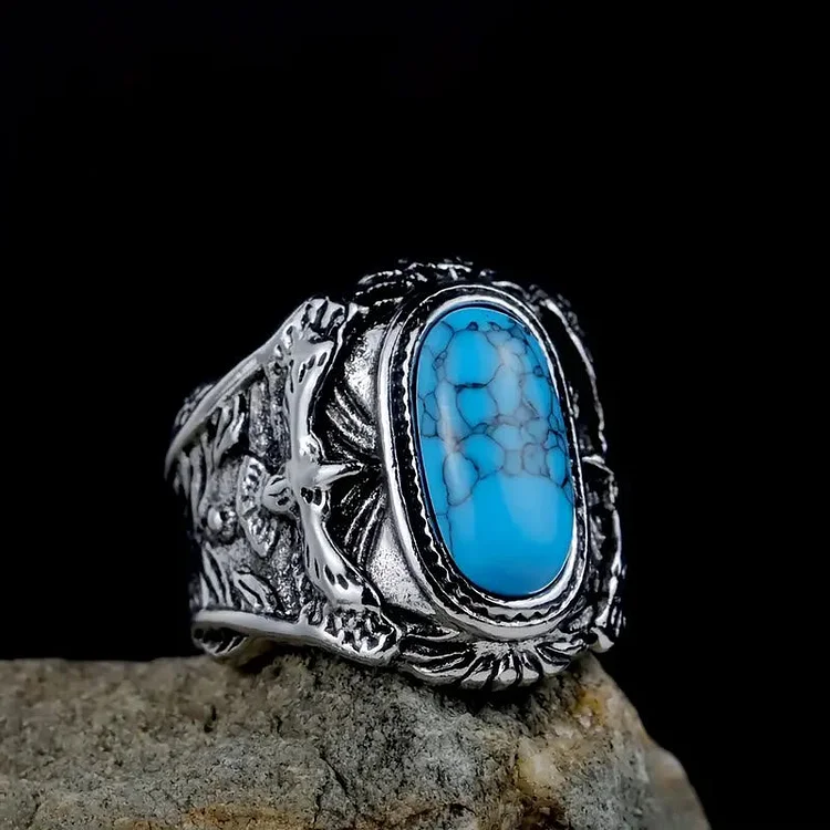 Coutureaura Ravens With Turquoise Gemstone Ring