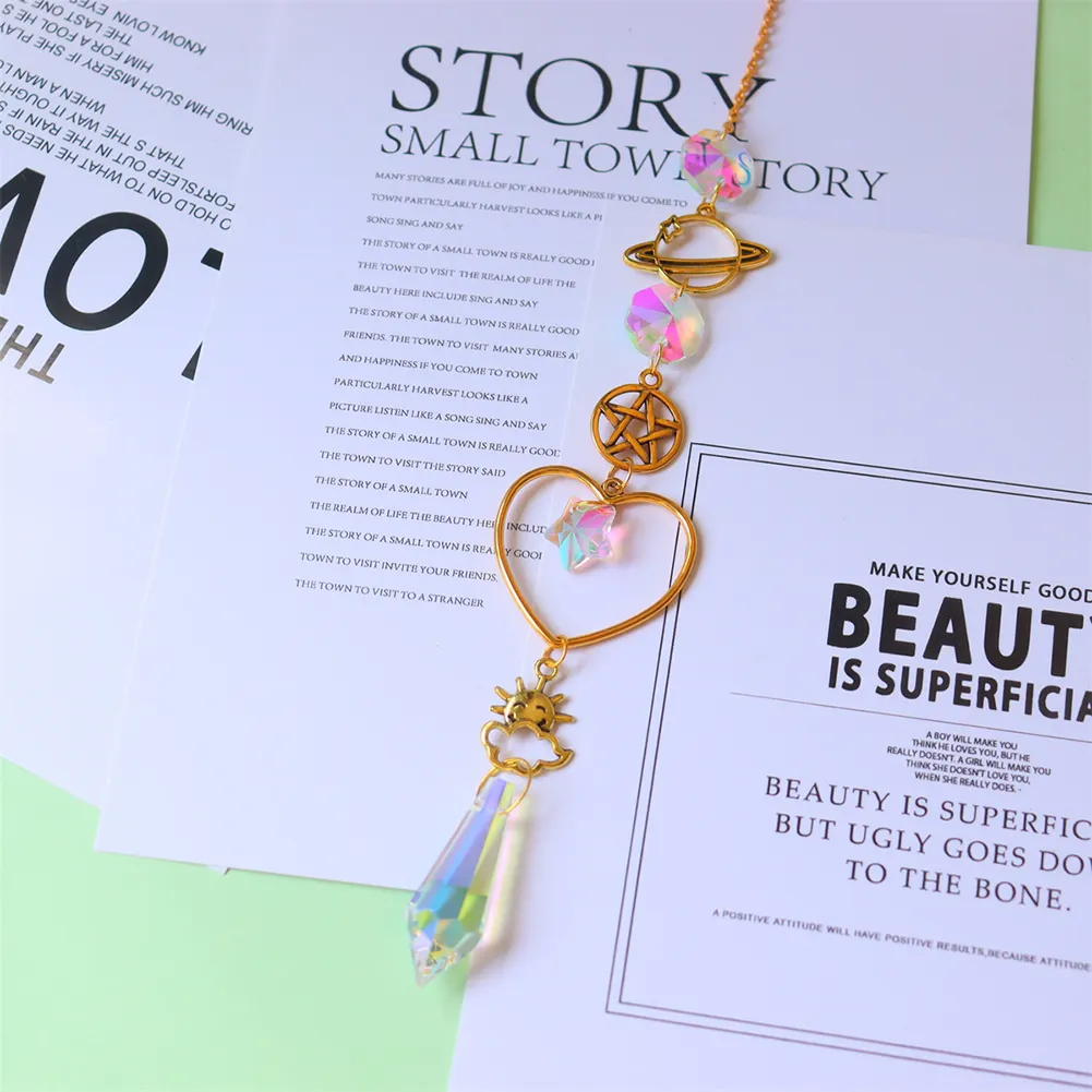 Star Crystal Chandelier Prism Wind Chimes Curtain Home Garden Pendants (C)