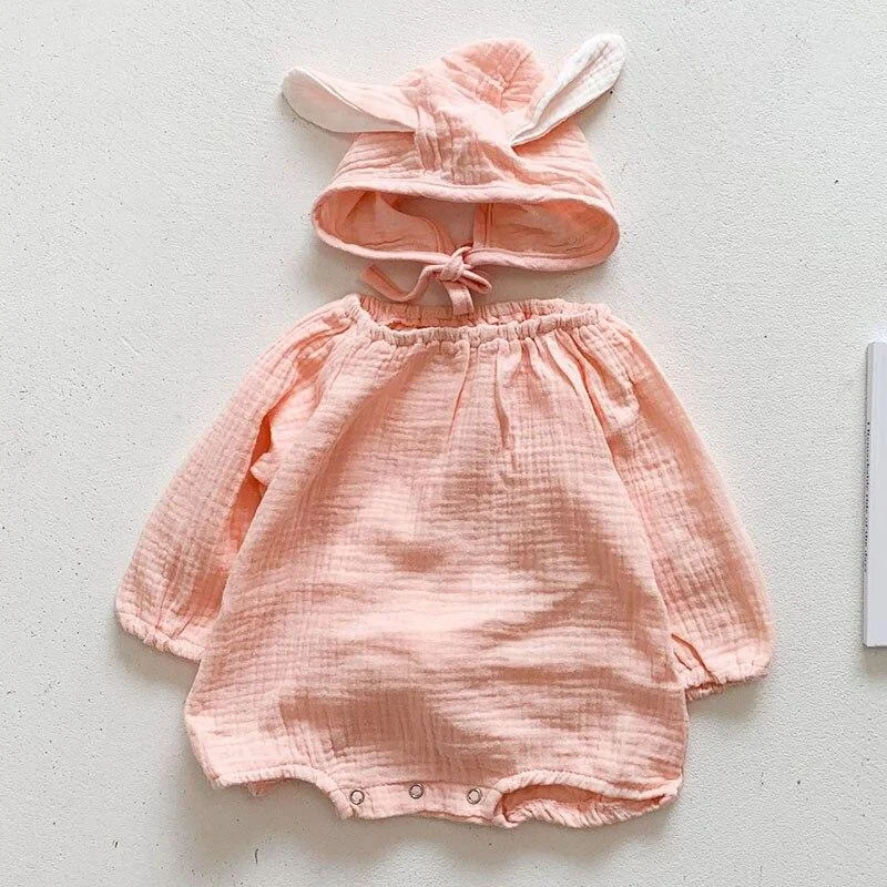 0-3Yrs Spring Kids Boy Girl Long Sleeve Rompers + Hair Band Autumn Infant Baby Girl Newborn Rompers Clothes Baby Girl Rompers