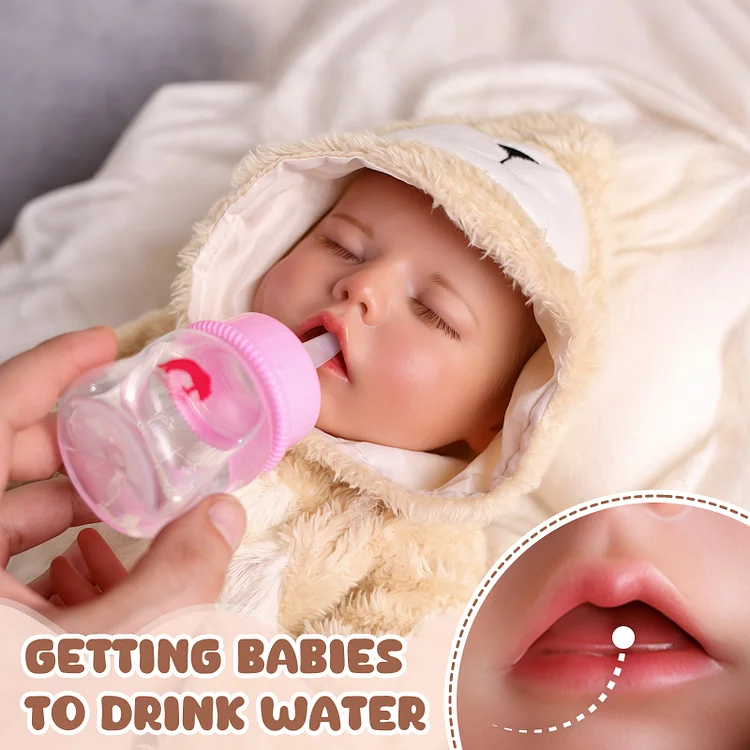 [Wet and Drink System]Babeside Smiling Twinnie 17" Reborn Vinyl Baby Little Infant Girl Warm Partner